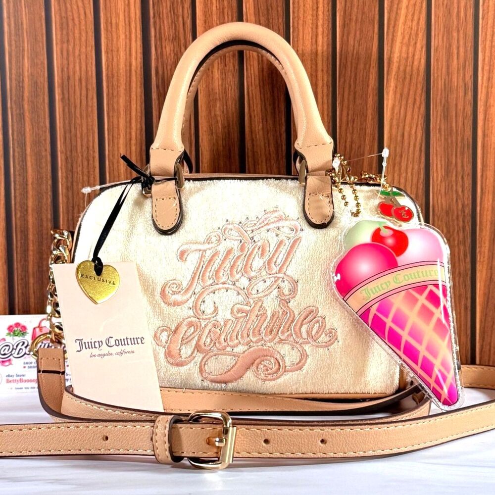 Juicy Couture Sugar Rush Crossbody Bag, Soft White, Ice Cream Charm NEW